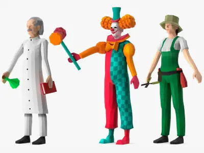 Low Poly Characters Collection 4 Rigged for Maya 3D model