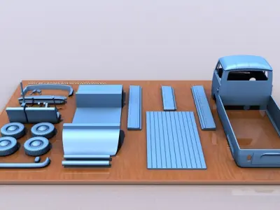 VOLKSWAGEN SINGLE CABINE TYPE 2 - 1969 3D print model