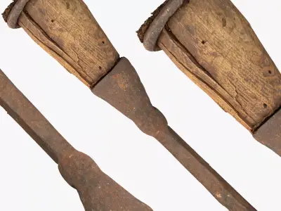 Chisel with wood handle Low-poly 3D model