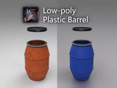 Plastic Barrels orange and blue Free low-poly 3D model