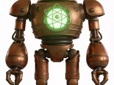 Vintage Copper Nuclear Automaton 3D Model Low-poly 3D model