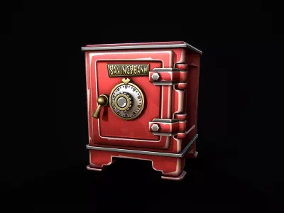 Stylized Retro Safe Low-poly 3D model