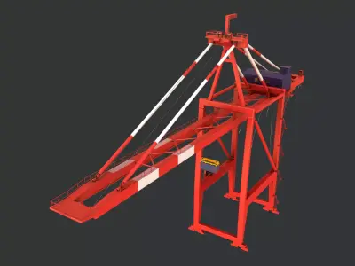 PBR Quayside Container Crane Version 1- Red White Low-poly 3D model