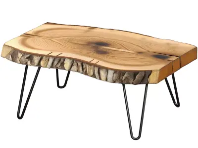 Wooden coffee side table made of Slab wood in Rustic Eco Loft  3D model