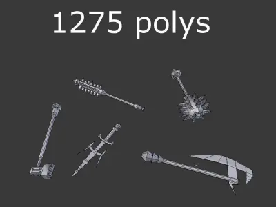 5 low poly fantasy weapons pack 2 Low-poly 3D model