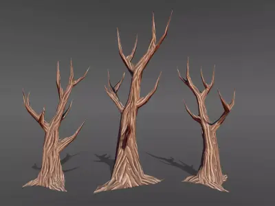  Hand Painted Dead Tree Low Poly Low-poly 3D model