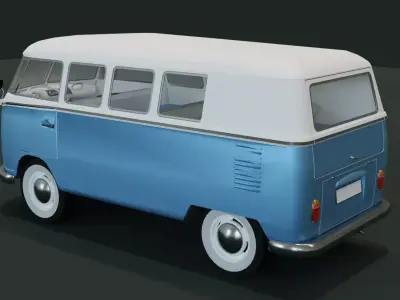Classic VW Kombi Model 3d Blend FBX OBJ Low-poly 3D model