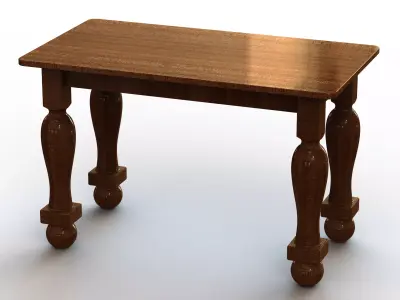Wooden Rectangular Antique Table 3D model