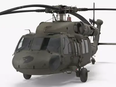 Sikorsky UH-60 Black Hawk US Military Utility Helicopter Low-poly 3D model