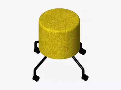 Furniture - Footstool - Contemporary - Casters Low-poly 3D model