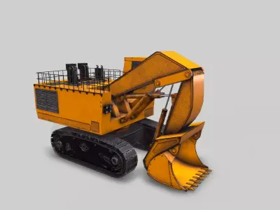 Old Industrial Vehicle Excavator2 Low-poly 3D model
