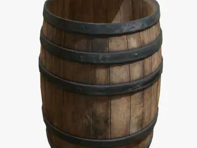 Wooden Barrel Game Ready PBR Textures Low Poly Low-poly 3D model