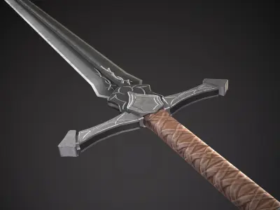 Long Sword Game-ready with texture sets Free low-poly 3D model