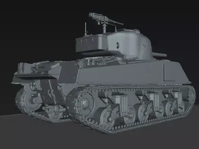 Tank M4 Sherman WWII Medium Tank Military Vehicle STL Model 3D print model