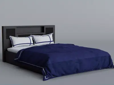 King Sized Bed with Pair of Pillow 3D model