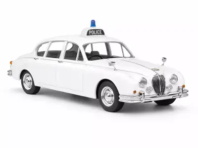 1960s Jaguar Police Sedan Classic Vintage Patrol Car 3D model