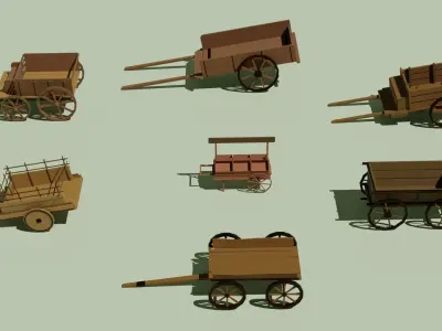 Carts Pack Low-poly 3D model
