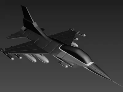 Airplane fighter jet flying in sky Free 3D model