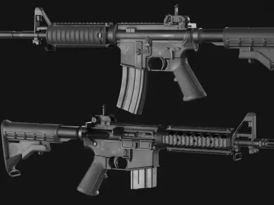Colt M4 M4A1 MK18 Assault Rifle - Game Asset Low-poly 3D model