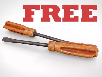 Screwdriver Old tools Free low-poly 3D model