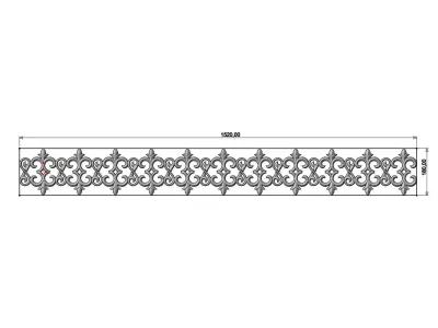 Floral scroll pattern relief strip  3D print model