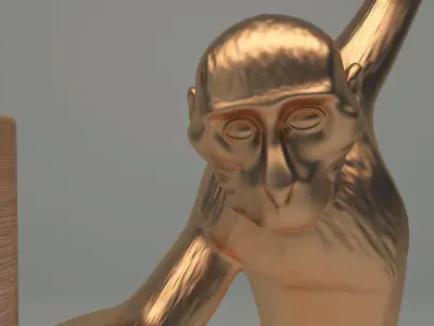 Monkey statue in Gold  3D model