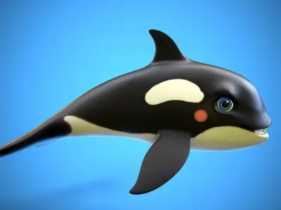 cartoon orca Low-poly 3D model