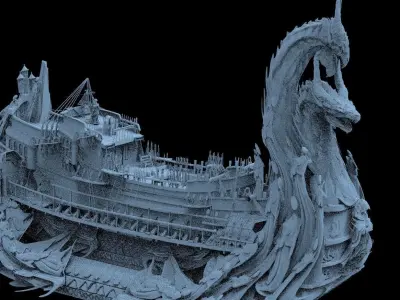 Kharon the Ferryman Ship 3 models 3D model