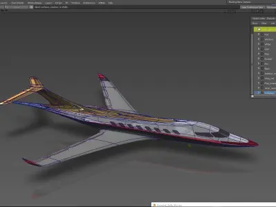 Futuristic Aircraft Bombardier Falcon X9 Low-poly 3D model