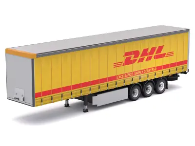 Semi Trailer DHL Curtainsider 3D model