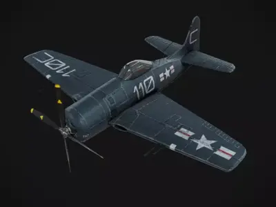 Grumman F8F F-2 Bearcat Low-poly 3D model