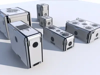 Sci Fi white cargo crates Low-poly 3D model