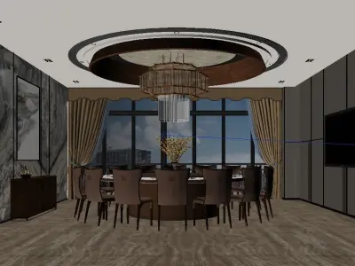 Luxury Private Dining Room in Hotel or Restaurant 3D model