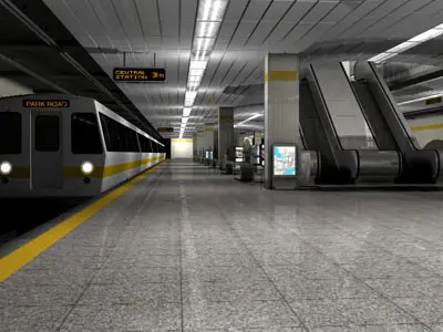 Subway collection train on tracks 3D model