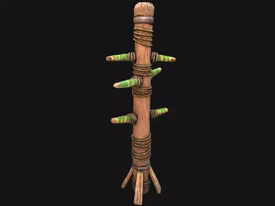 Medieval Training Dummy Wooden Furniture Low-poly 3D model