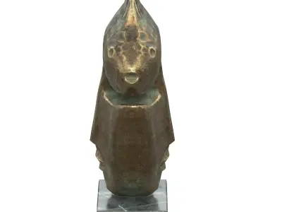 Fish face metal statues Low-poly 3D model