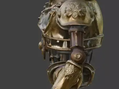 Gilded Mechanized Automaton 3D Model Low-poly 3D model