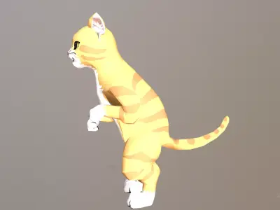 Tiger Cat Stand Yellow Cat Waving Cycle 3D model