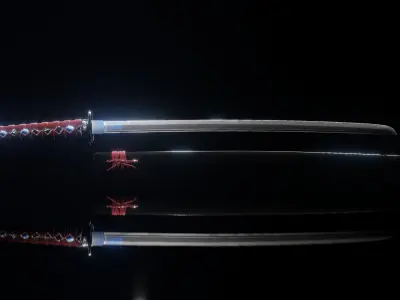 Katana samurai sword Free 3D model 5