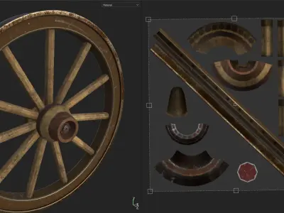 A Wheel of A Woodcart Farmer Low-poly 3D model