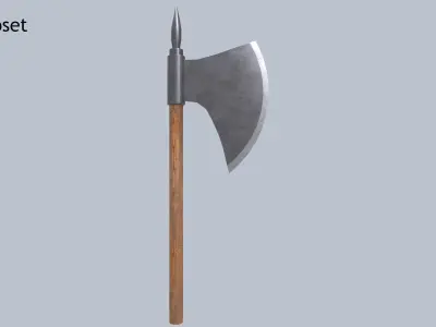 Battle Axe Low-poly 3D model 35