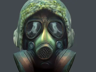 Gas mask helmet 3d model military combat fantasy cyborg  Low-poly 3D model buy