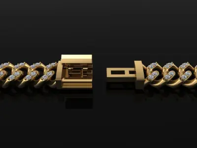 Cuban Diamond Chain Bracelet Necklace Link SIZE 10MM Width 3D print model