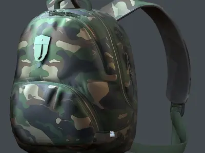 Backpack military combat Black baggage Low-poly Low-poly 3D model 2