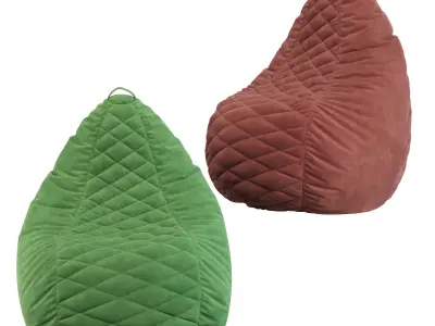 Bean Bag Spain XXL Velvet Yellow 3D model