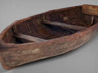 Old wooden boat 3D model