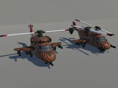 helicopter Low-poly 3D model Low-poly