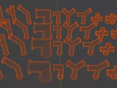 Modular Pipe Joints Pack  Industrial PBR 3D Models 4 Materials Low-poly 3D model