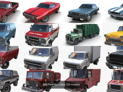 80s NewYork cars 3D Model Pack