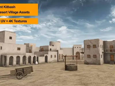 Environment Kitbash Desert Village Low-poly 3D model